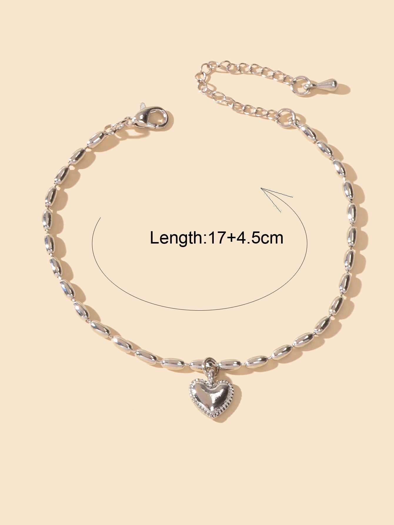 Trendy Jewellery Silver Beads Chain Heart Charm Bracelets Women Festival Gift