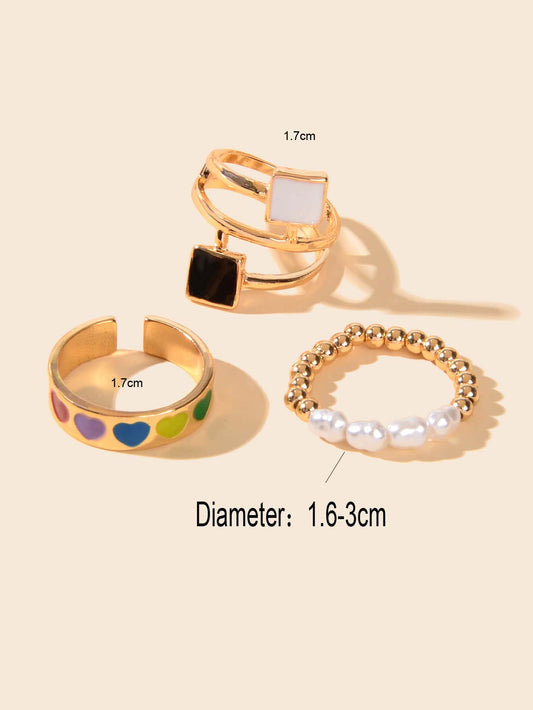 Colourful Heart Carved Open Cuff Rings Vibrant Jewellery Vividly Collection Gift