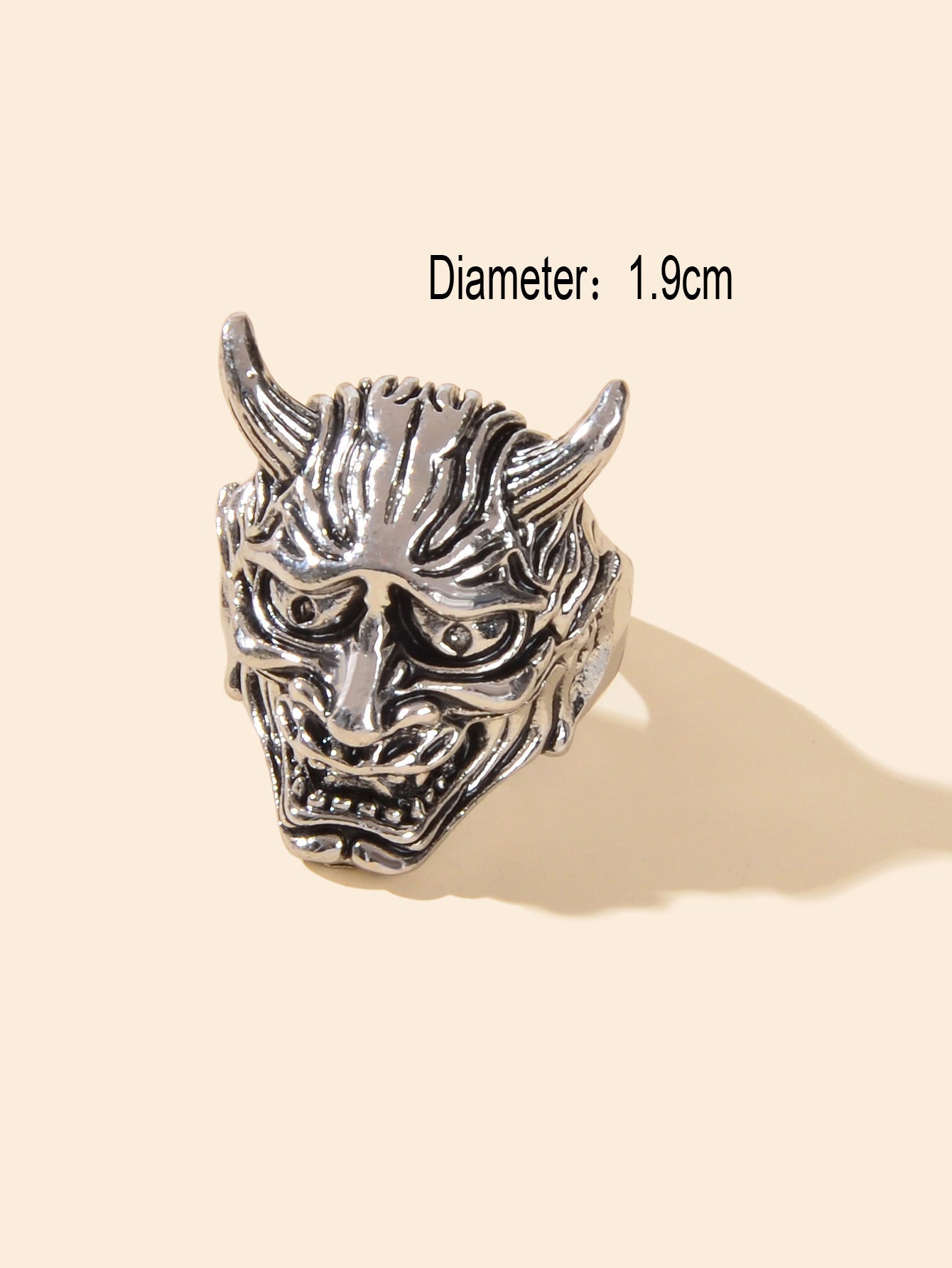 Steampunk Hip Hop Style Antique Silver Exaggerated Monster Head Horn Finger Ring