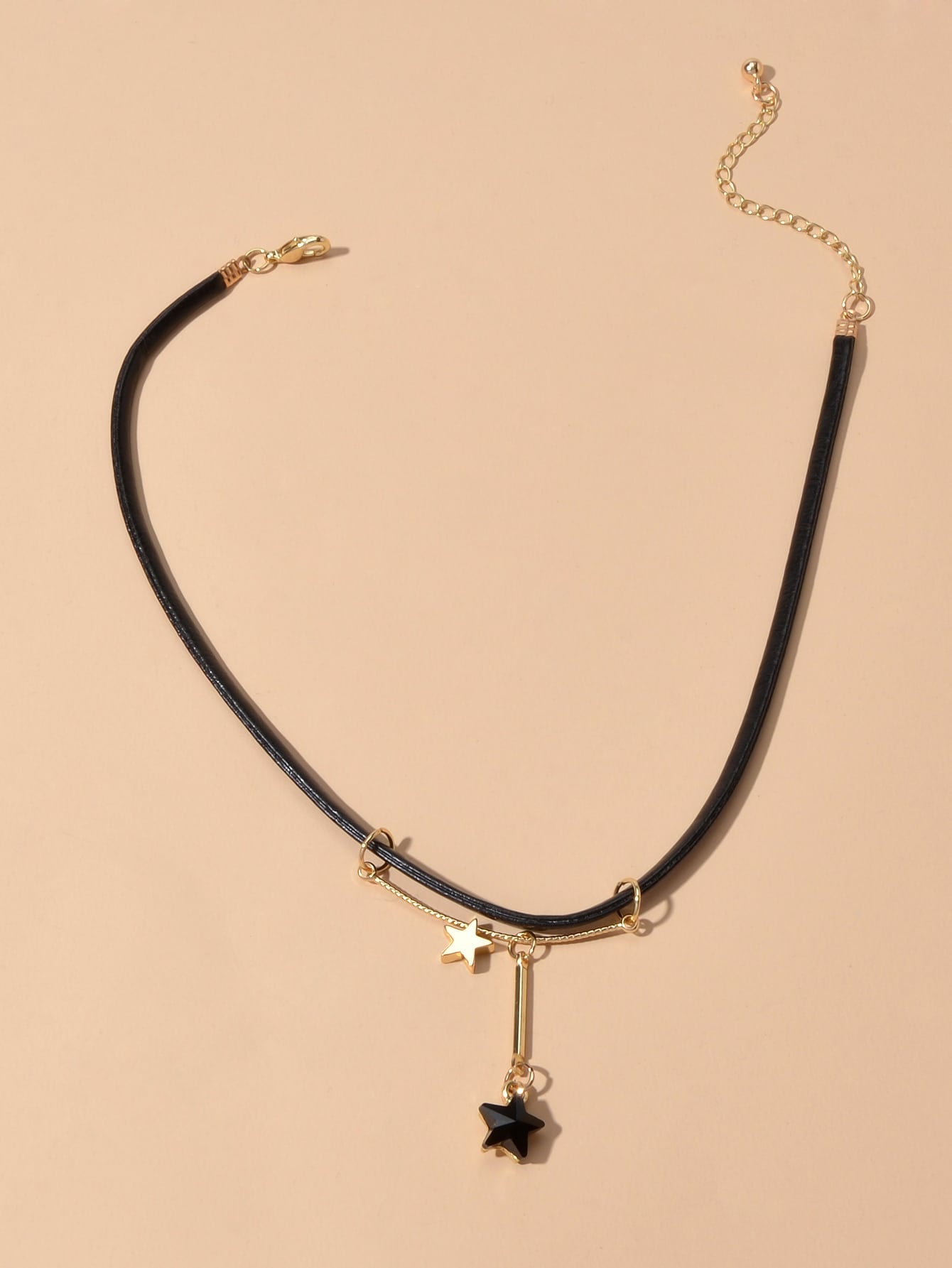 Gothic Punk 90s Black Pu Leather Star Charm Tattoo Choker Necklace Grunge Collar