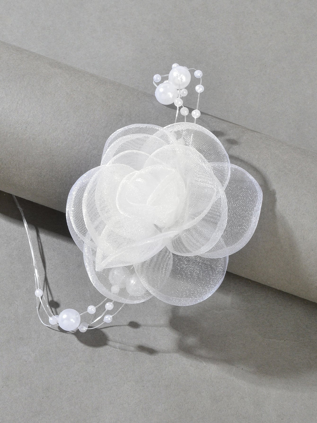 Romantic Jewellery Multi-layer Pearl Chain White Flower Choker Floral Necklace