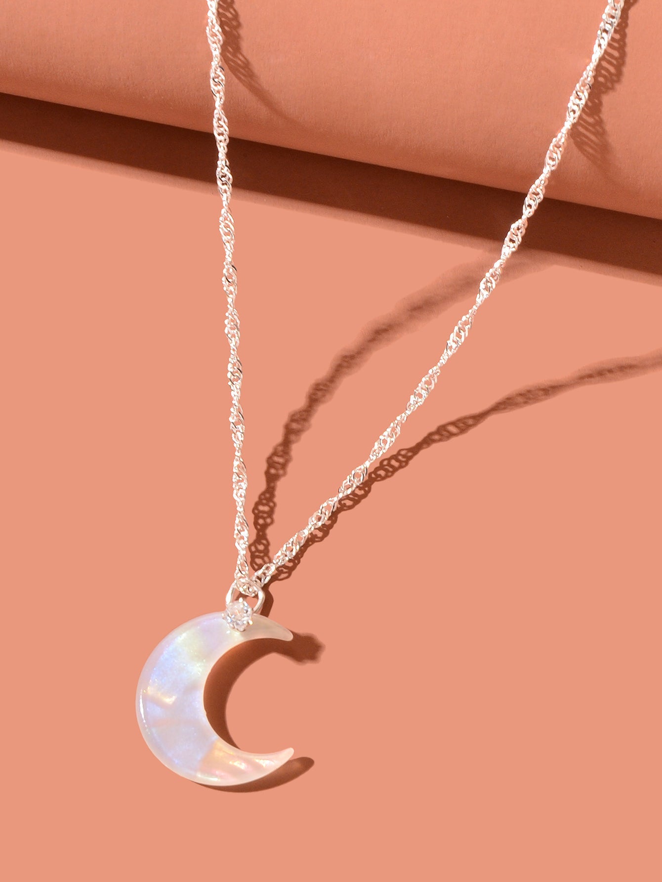 Delicate Gold Chain Transparent Acrylic Moon Pendant Necklace Girls Jewelry Gift