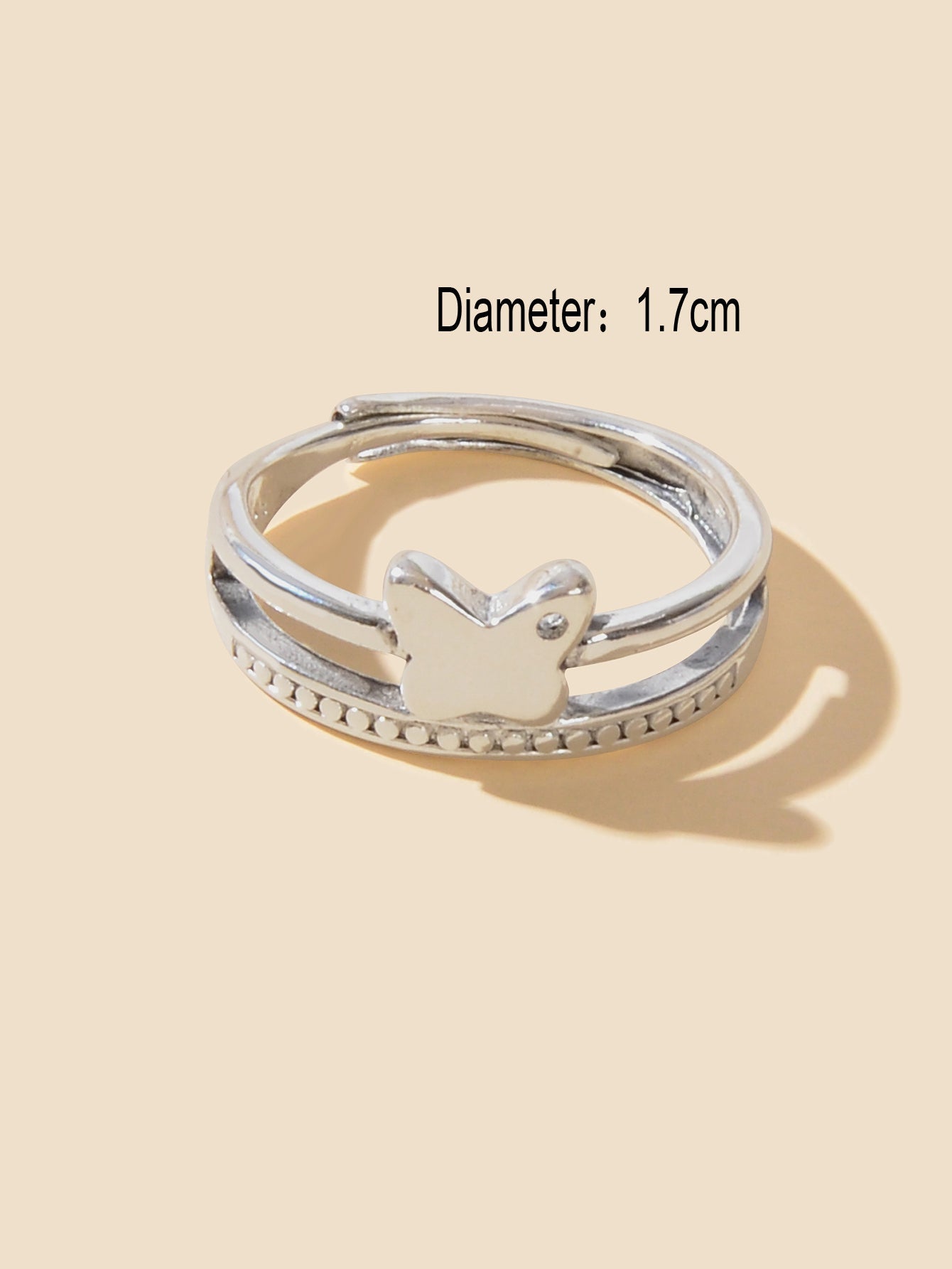 Good Quality Band Women Silver Color Double layer Copper Butterfly Finger Ring