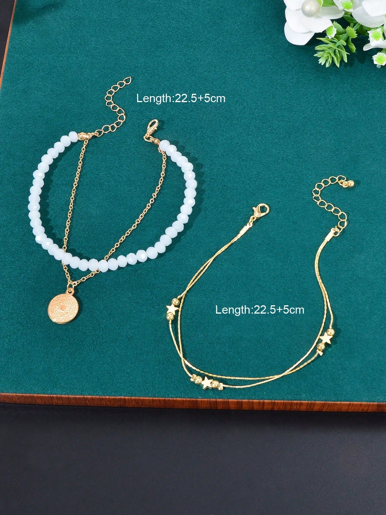 Beach Bliss Set of Two Multi-Layered Anklets Perfect for Vacation Vibes Jewelry