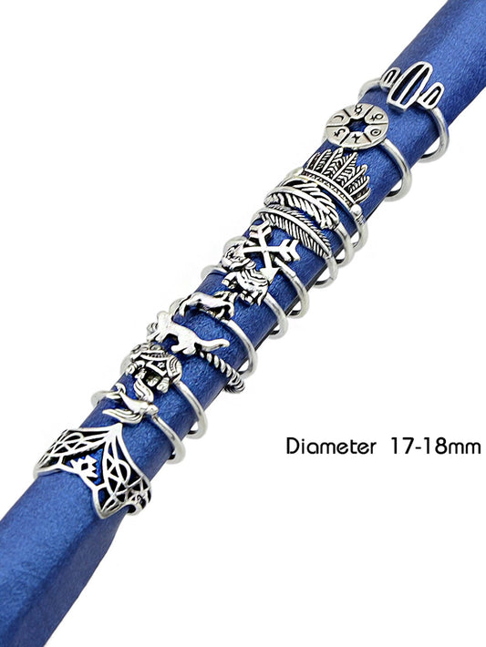 12 pcs Antique Silver Fox Bird Elephant Stackable Multiple Ring Set Jewellery