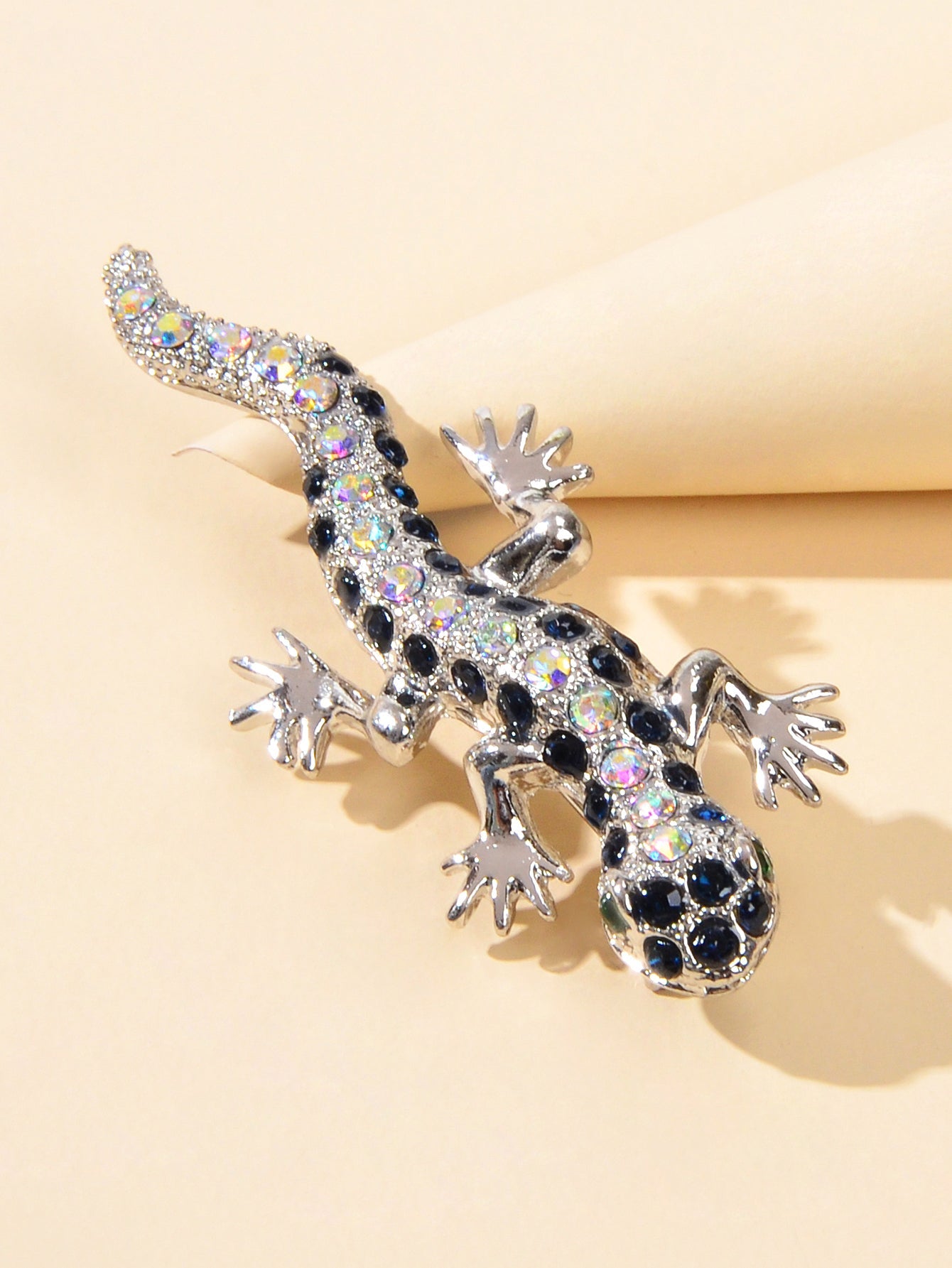 Shiny Full Rhinestone Gecko Animal Party Casual Brooch Pin Lapel Badge Backpack