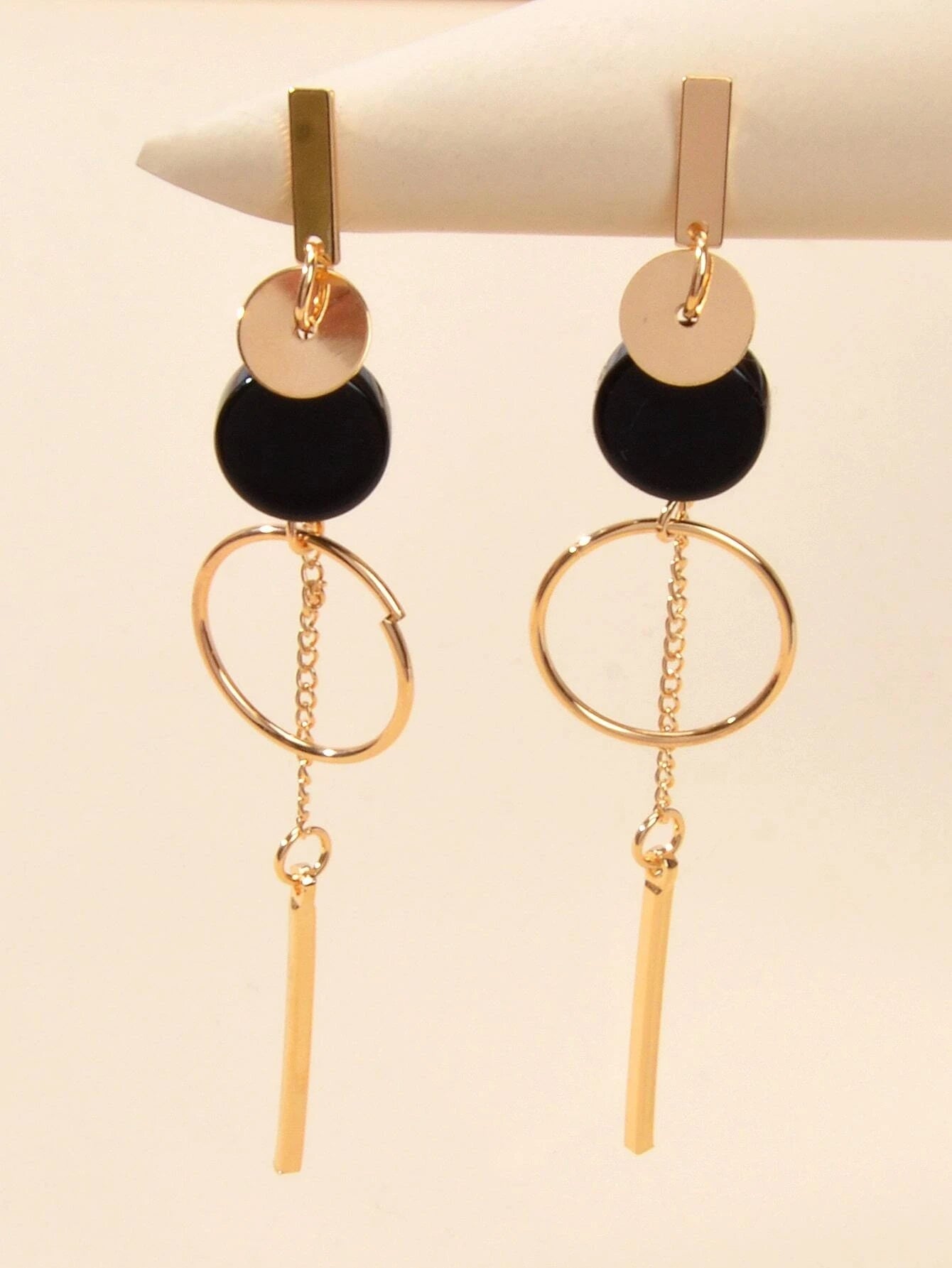 Gold Silver Round Circle Bar Geometric Drop Stud Tassel Earrings Accessories