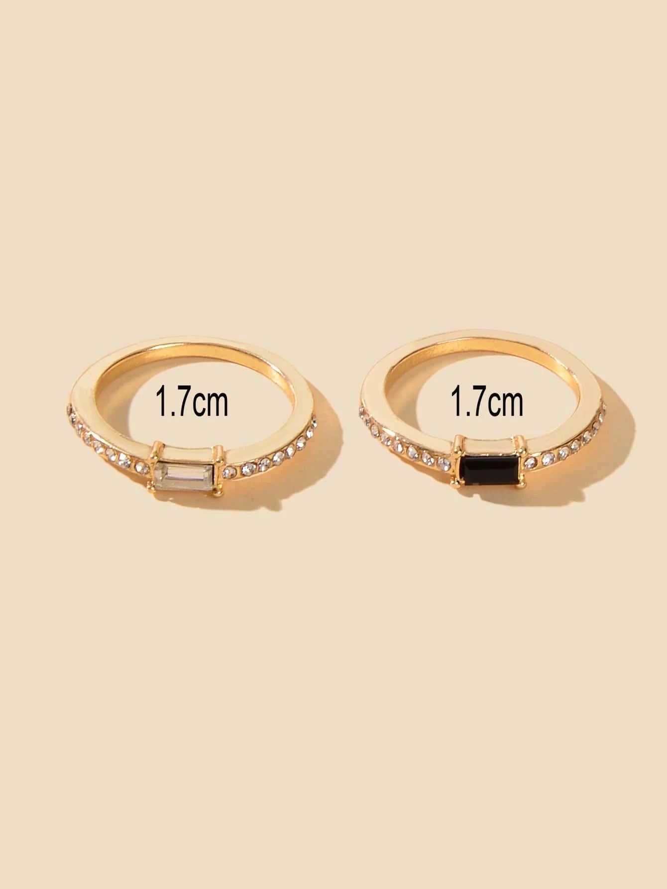 Stackable 2 pcs Wedding Promise Rhinestone Multiple Engagement Finger Rings set