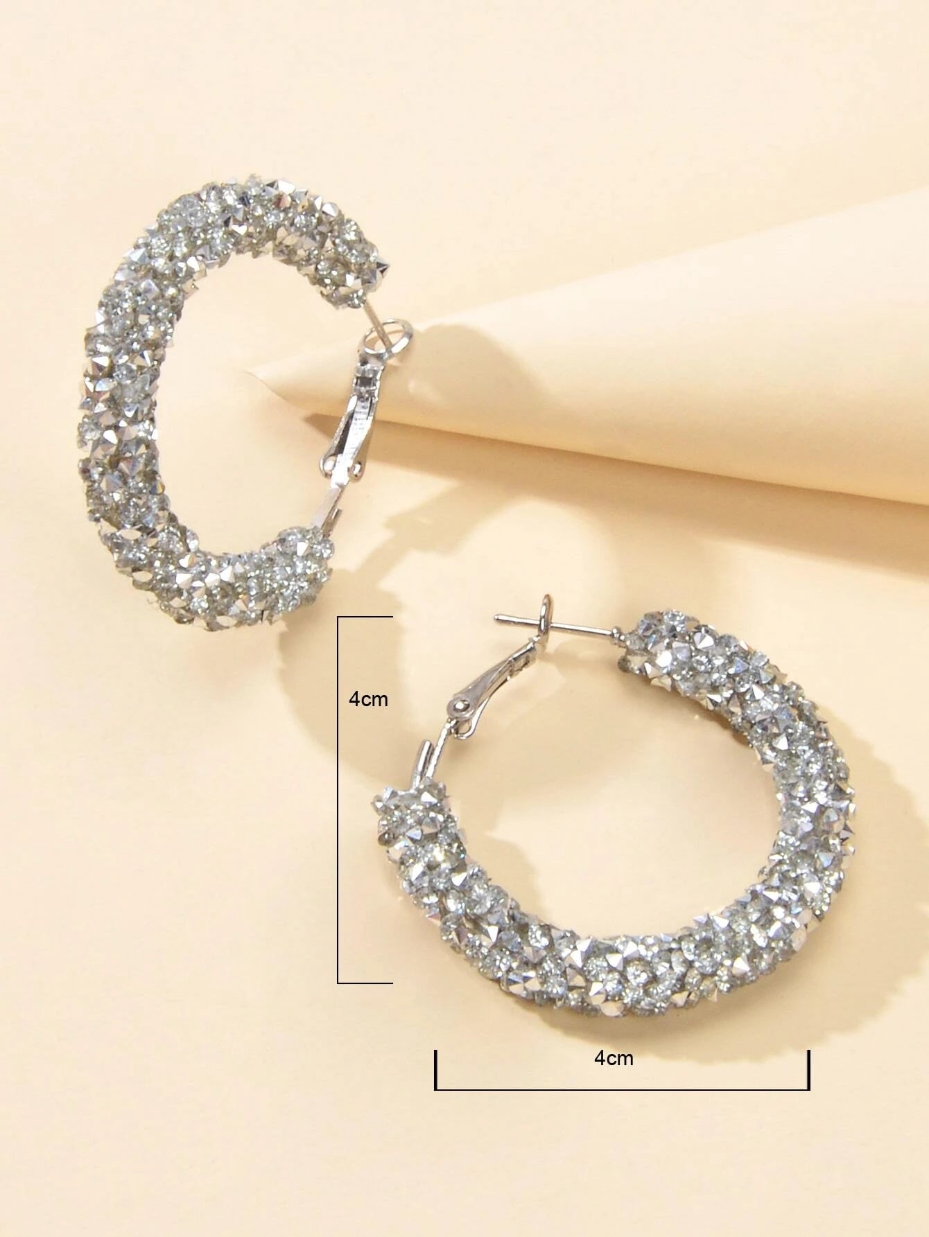 Party Gift Decoration Silver Rhinestone Shining Hoop Huggie Earrings AU Stock