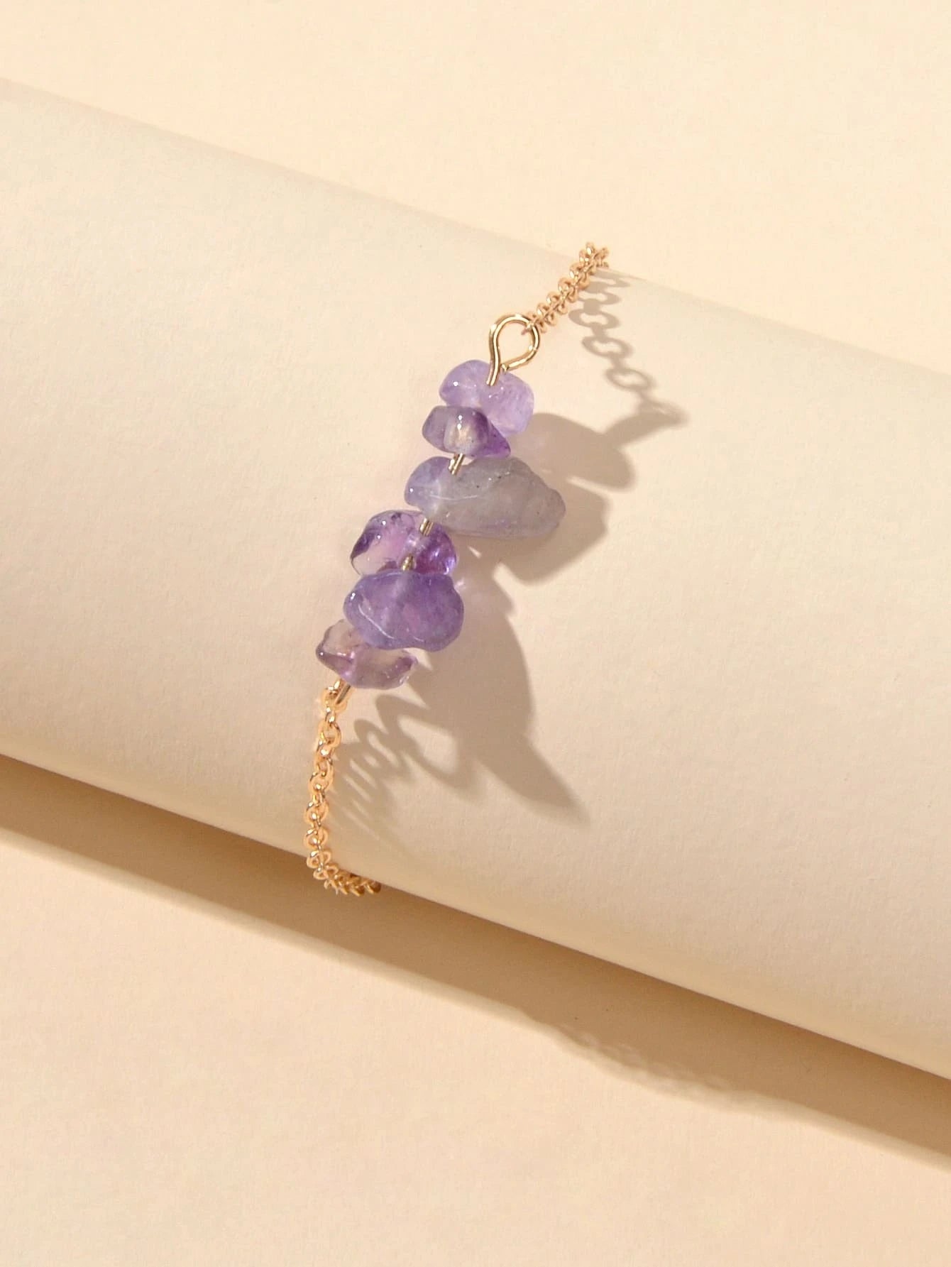 Gold Chain Green Purple Natural Stone Anklet Bracelet Summer Beach Jewellery