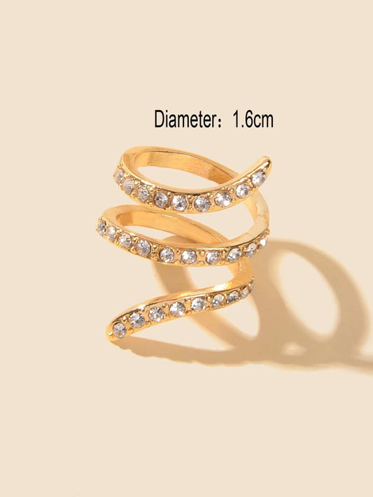 Textured Bridal Jewelry Full Rhinestone Twisted Engagement Finger Ring Gift