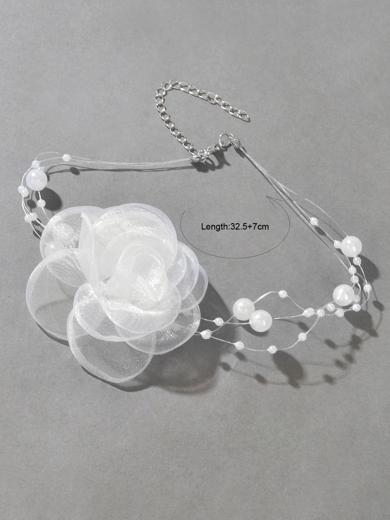 Romantic Jewellery Multi-layer Pearl Chain White Flower Choker Floral Necklace