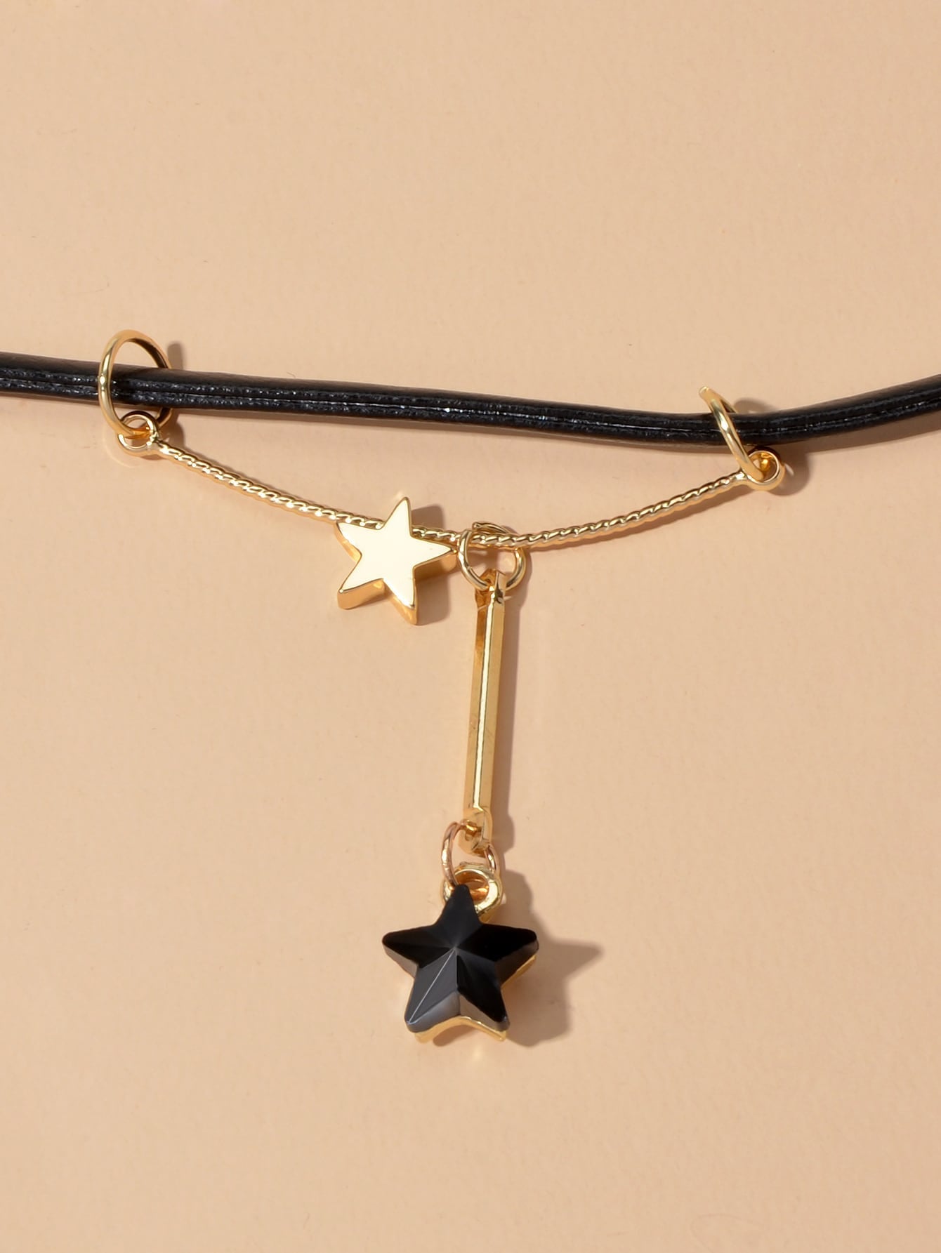 Gothic Punk 90s Black Pu Leather Star Charm Tattoo Choker Necklace Grunge Collar