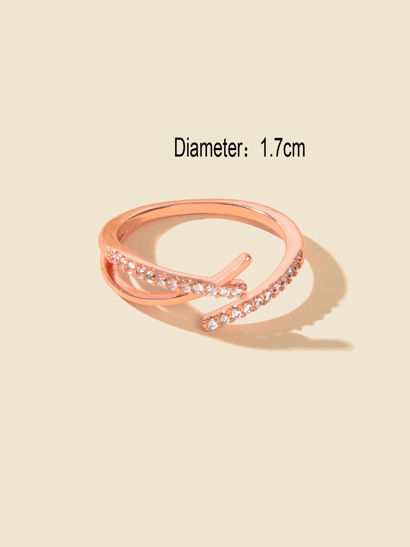 Sparkling Rhinestone Rosegold Cross Band Ring for Women Engagement Wedding Gift