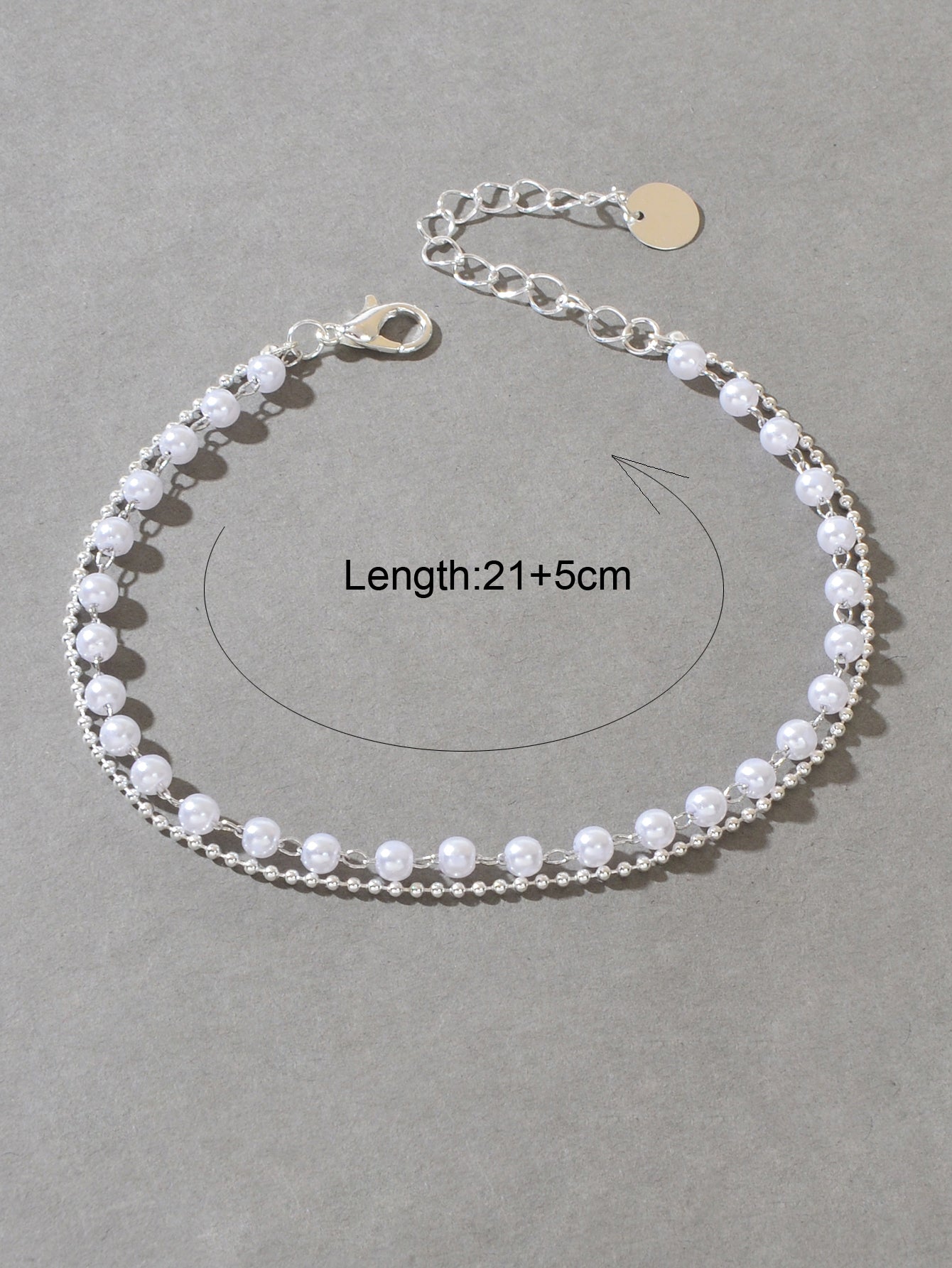 Double layer Silver Popcorn Chain Pearl Adjustable Anklet Beach Foot Jewellery
