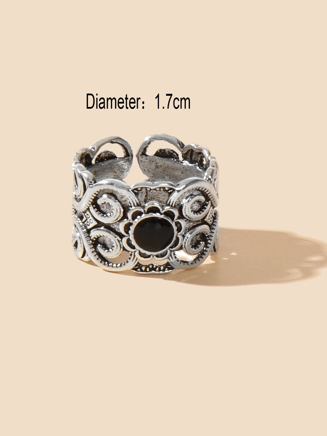 Antique Silver Plated Turkish Style Carved Vintage Girls Oxidized Designer Ring