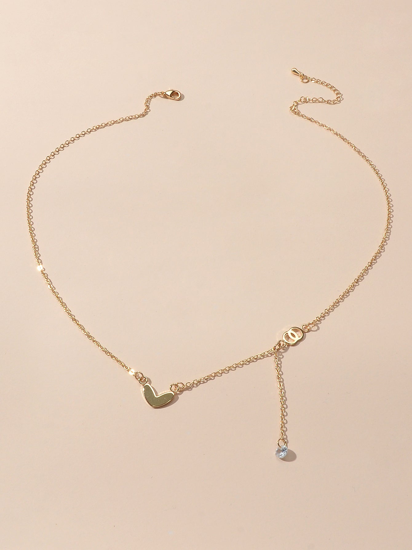 Dainty Party Gift Costume Jewellery Gold Chain Circle Heart Charm Beads Necklace