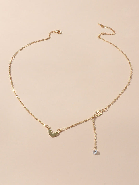 Dainty Party Gift Costume Jewellery Gold Chain Circle Heart Charm Beads Necklace