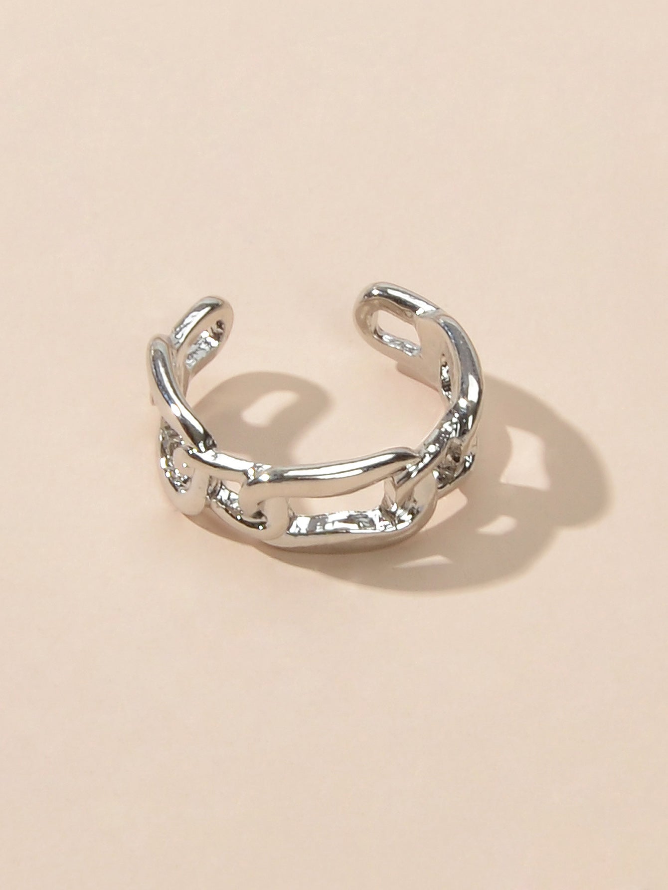 Minimalist Jewelry Metal Lock Chain Design Open Cuff Finger Trendy Ring AU Stock