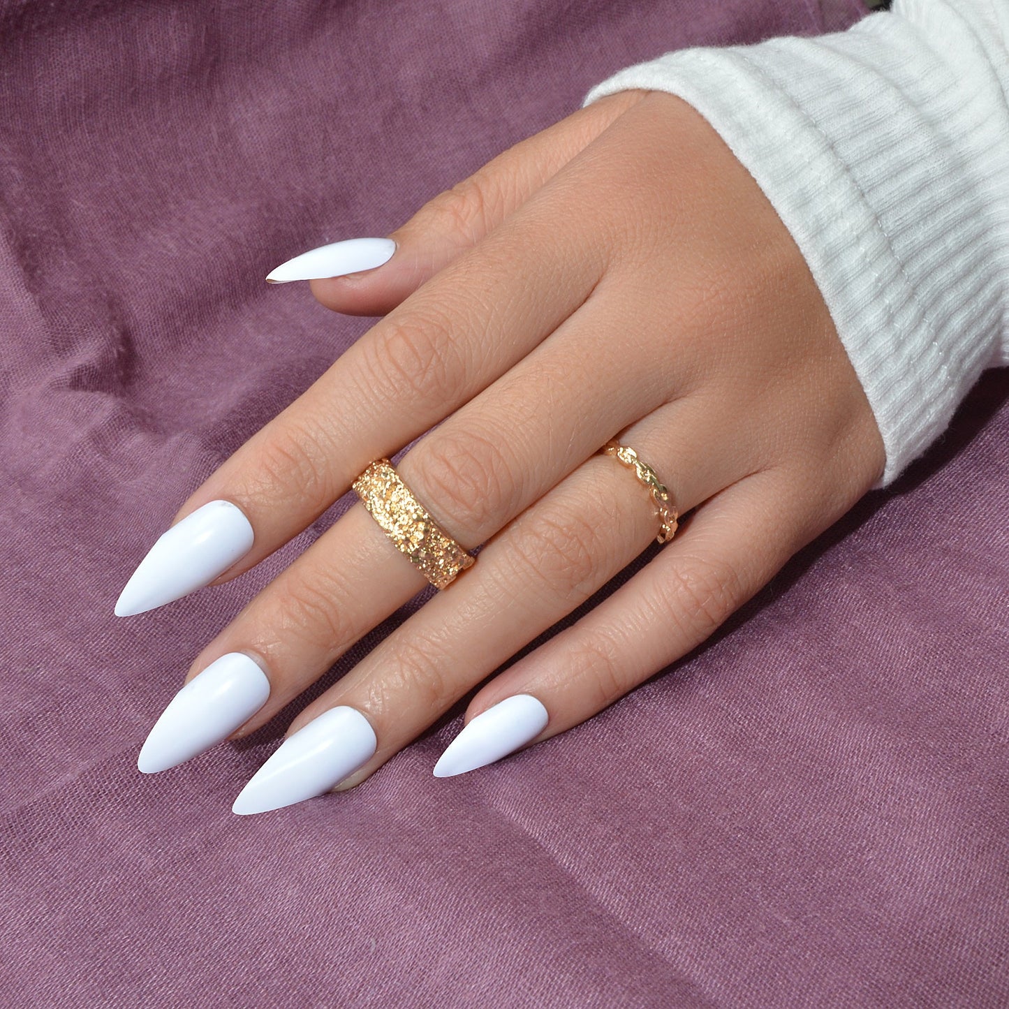 Trendy Jewellery Minimalist 2 pcs Gold Silver Stackable Multiple Finger Ring Set
