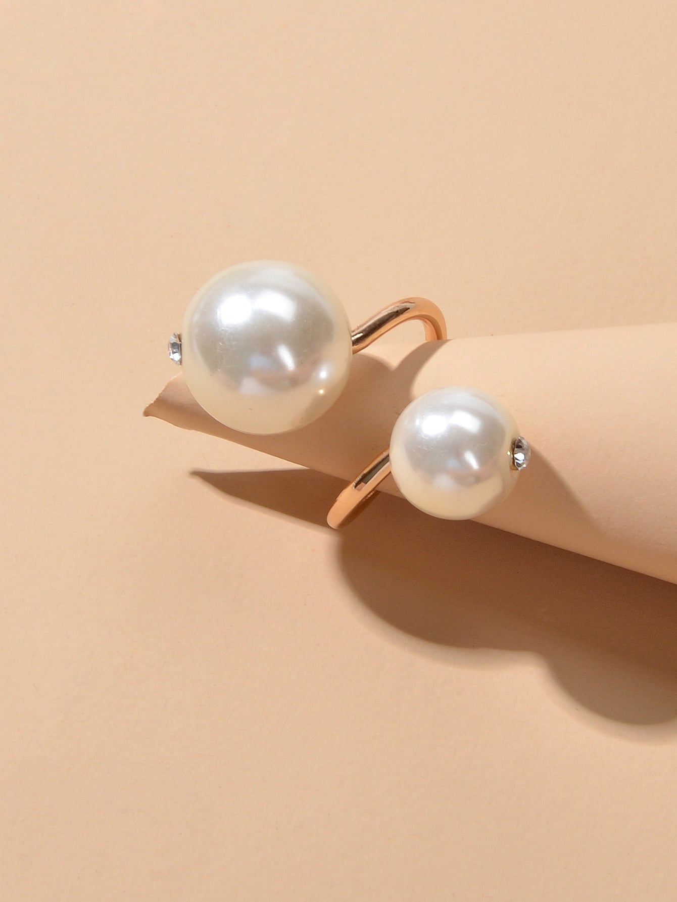 Engagement Jewellery Gift Simulated Pearl Women Wedding Promise Gold Finger Ring