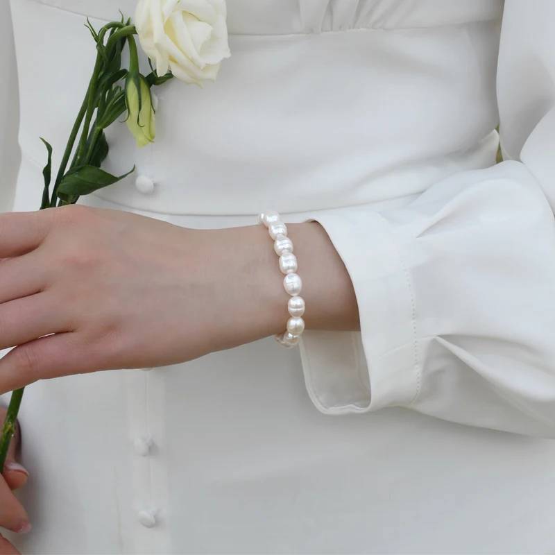 Genuine White Freshwater Pearl Beaded Bracelet