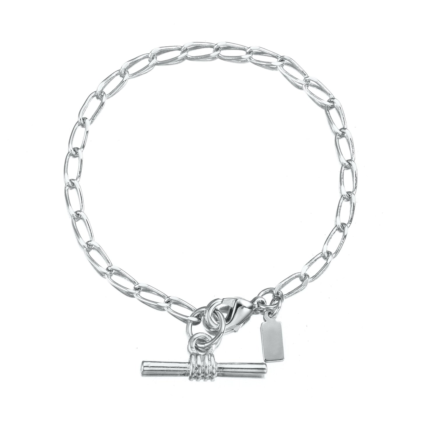 925 Sterling Silver Plated Le Mans Child Bracelet with T-Bar - USA Made