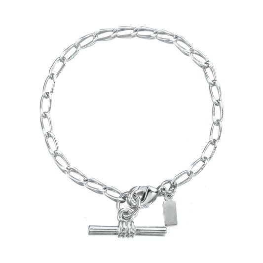 925 Sterling Silver Plated Le Mans Child Bracelet with T-Bar - USA Made