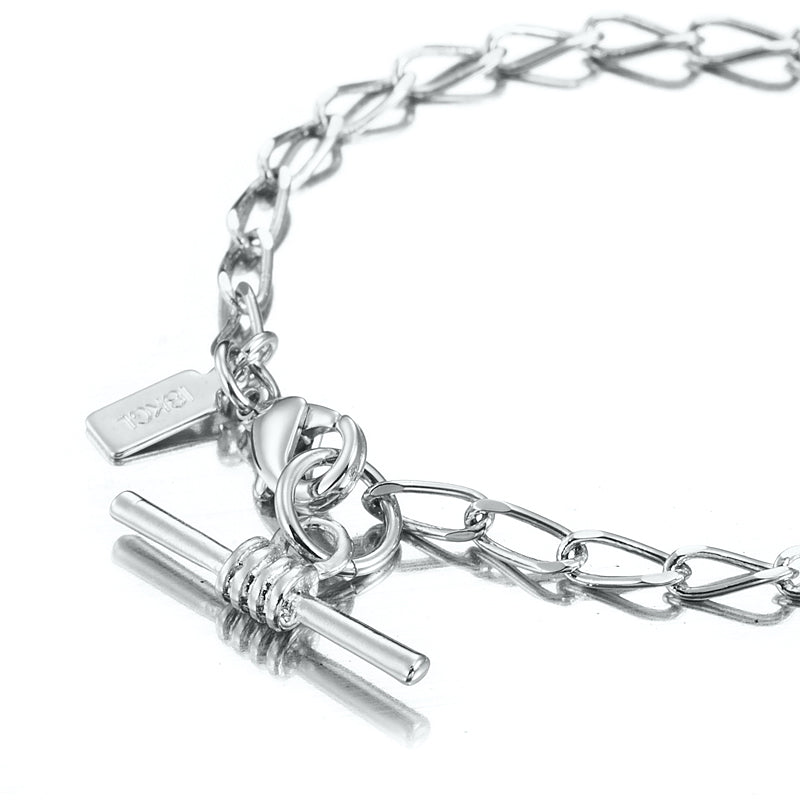 925 Sterling Silver Plated Le Mans Child Bracelet with T-Bar - USA Made