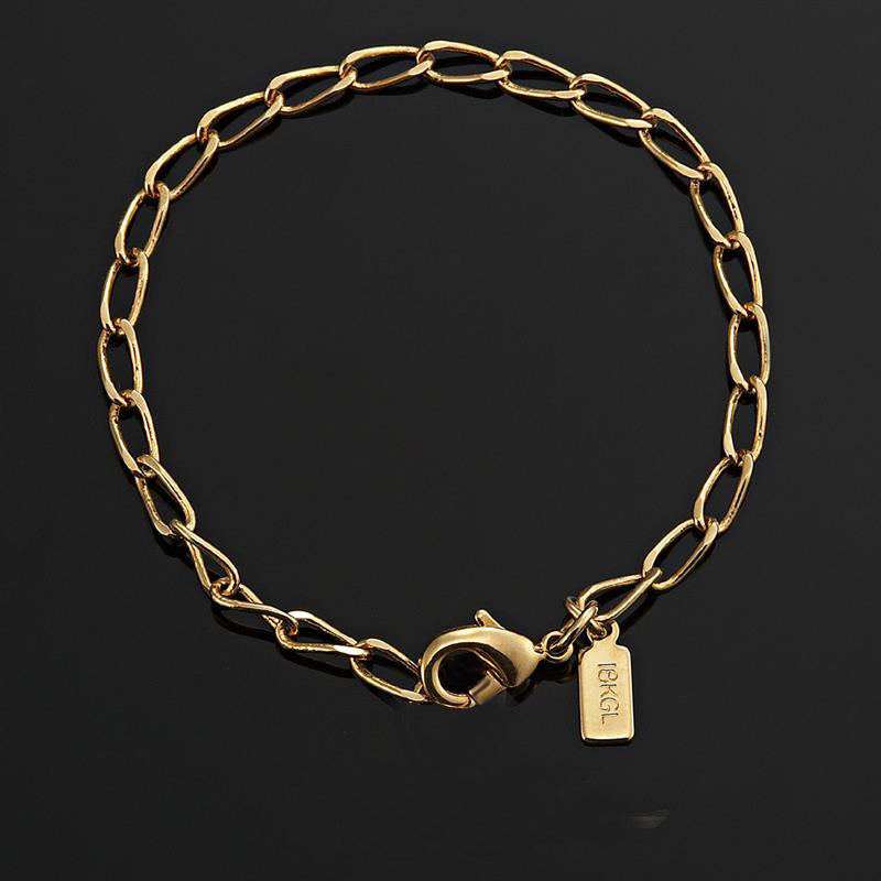 18ct Heavy Yellow Gold Plated Le Mans Child Bracelet with Lobster Clasp - USA Made