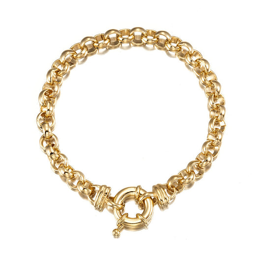18ct Heavy Yellow Gold Plated Belcher Chain Bracelet with Bolt Clasp
