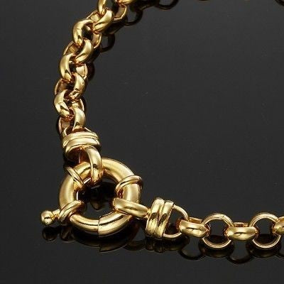 18ct Heavy Yellow Gold Plated Belcher Chain Bracelet with Bolt Clasp