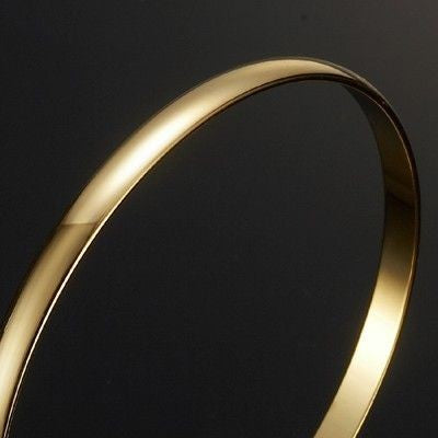18ct Heavy Yellow Gold Plated 5mm Plain Bangle - USA Made