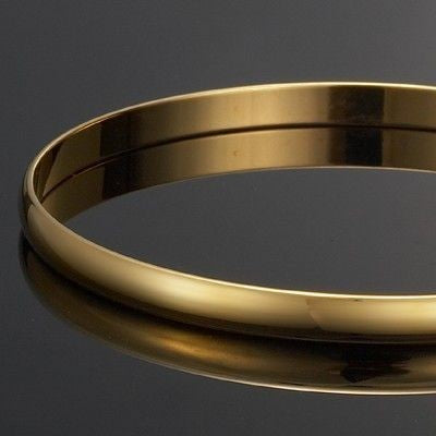 18ct Heavy Yellow Gold Plated 5mm Plain Bangle - USA Made