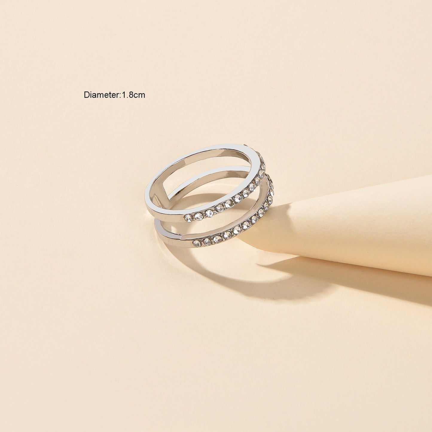 Luxurious Bridal Jewellery Band Women Full Rhinestone Decor Silver Wedding Ring