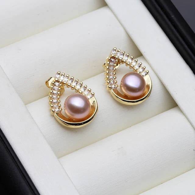 Genuine Freshwater Pearl Statement Teardrop Earrings in Gold
