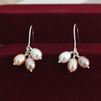 Designer Freshwater Pearl Triple Drop Earrings