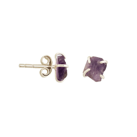 Handmade Amethyst Earrings in its Natural form in Silver 925