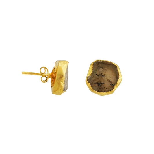 Handmade Herkimer Diamond Earrings in its Natural form Gold Plated