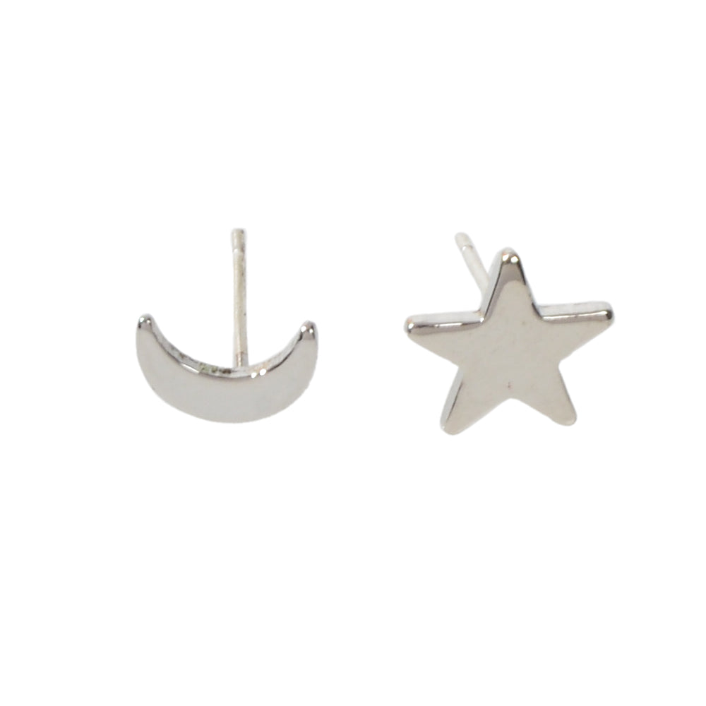 Minimalist Jewellery Star Moon Cute Asymmetric Stud Earrings Stunning Accessory