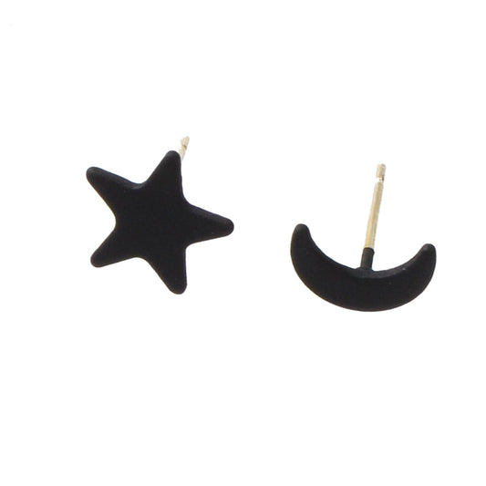 Minimalist Jewellery Star Moon Cute Asymmetric Stud Earrings Stunning Accessory