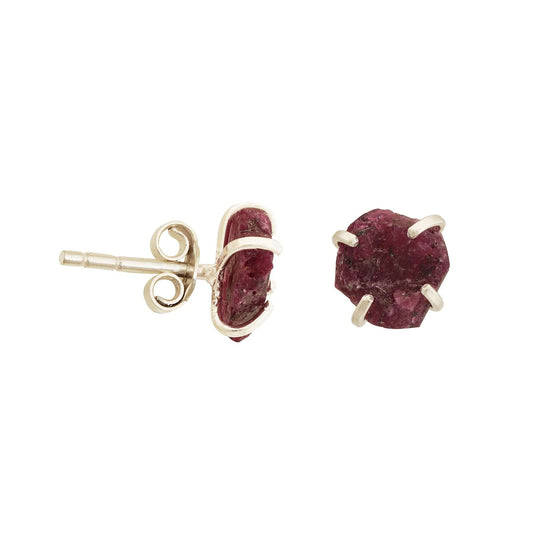 Handmade Ruby Earrings in its Natural form in Silver 925