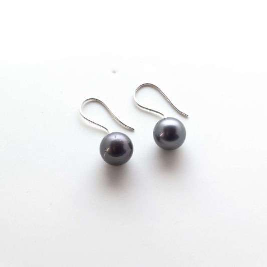 Tahitian South Sea Black Pearls French Hook Nantes Earrings in 10 CT Gold 10.5 - 11.5 MM AA
