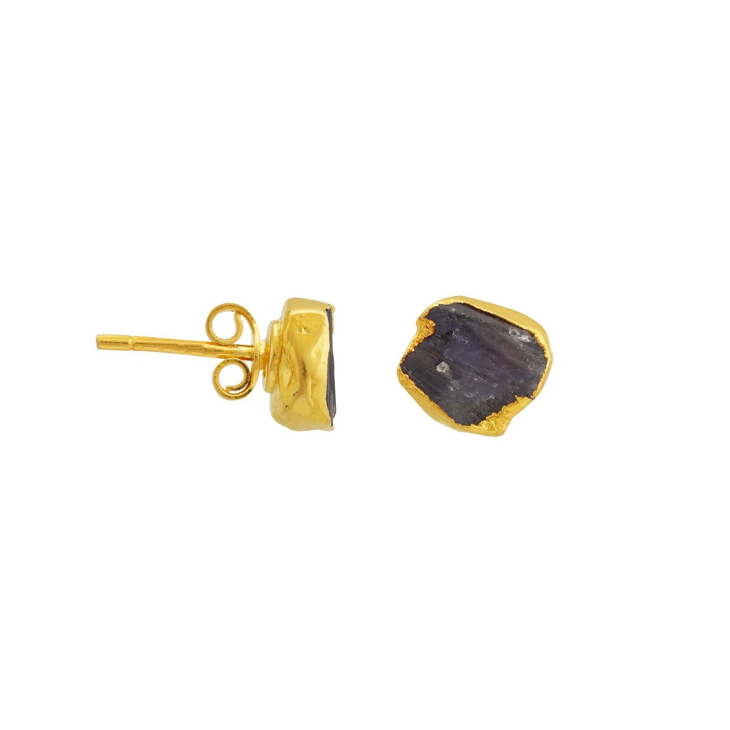 Handmade Tanzanite Earrings in its Natural form Gold Plated