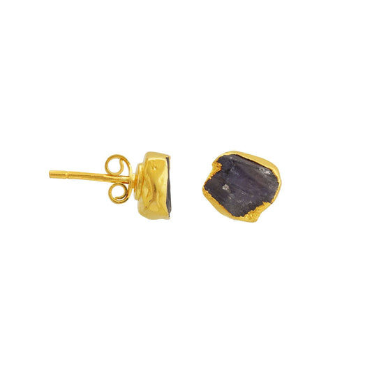Handmade Tanzanite Earrings in its Natural form Gold Plated
