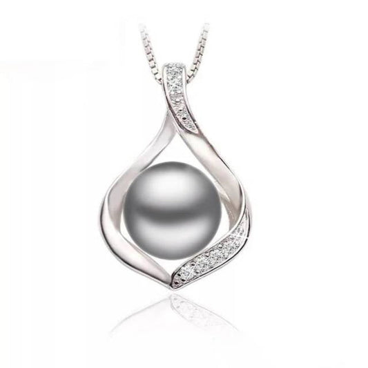 Genuine Freshwater Pearl & Simulated Diamond Teardrop Necklace