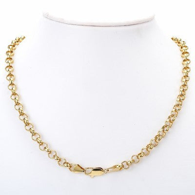 18ct Heavy Yellow Gold Plated 6mm Belcher Chain Necklace with Lobster Clasp - USA Made