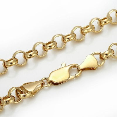 18ct Heavy Yellow Gold Plated 6mm Belcher Chain Necklace with Lobster Clasp - USA Made