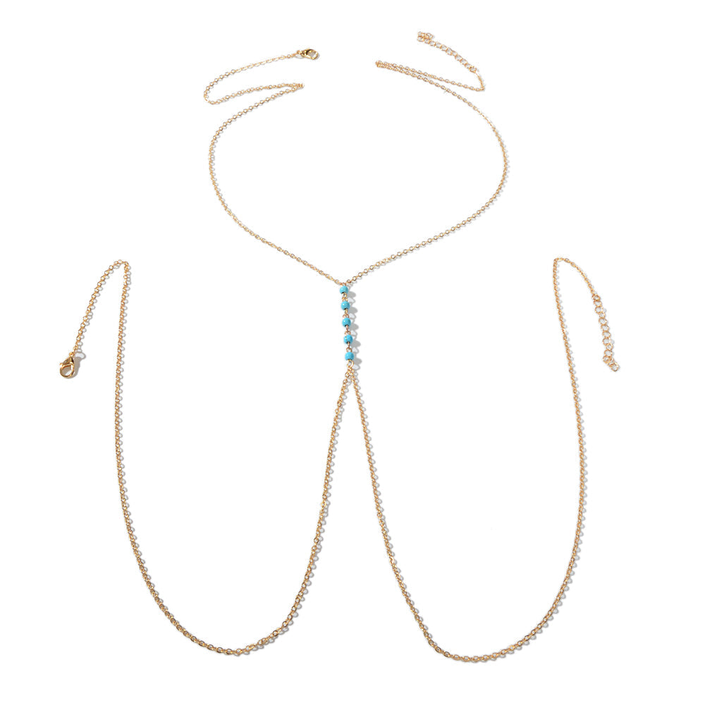 Sexy Turquoise Gold Silver Body Chain Beach Bikini Belly Waist Body Jewellery