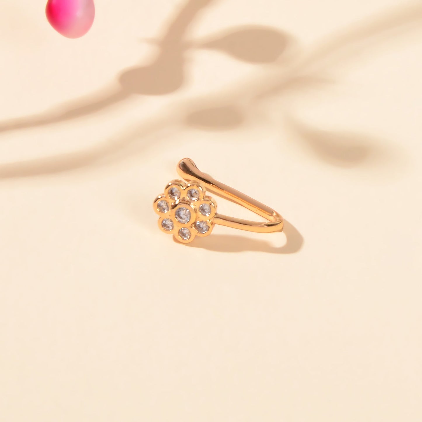 1pc Rhinestone Flower Fake Nose Rings Gold Copper African Nose Cuff Non Piercing